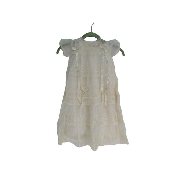 Vintage 1950s Little Folks White Eyelet Christening Gown